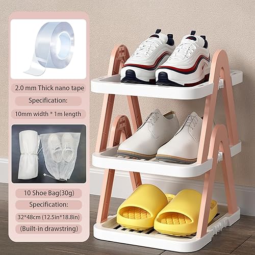Miniatura 3 de IVTUVTI Zapatero vertical de 8 niveles con bolsas de zapatos, organizador de almacenamiento de zapatos estrecho ajustable, estante de zapatos de