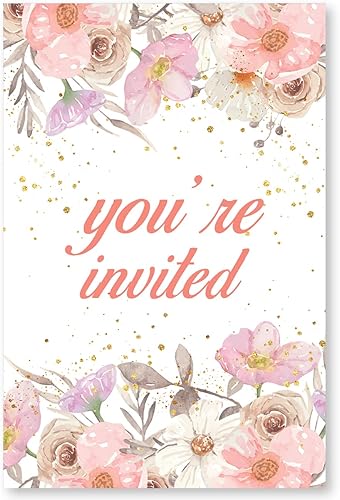 Miniatura 2 de Invitaciones florales para fiesta de baby shower con sobres, juego de 20 flores para baby shower