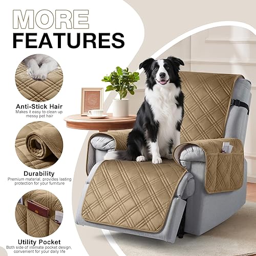 Miniatura 213 de TAOCOCO Funda para silla reclinable 100% impermeable con correas dobles, fundas antideslizantes para silla reclinable con bolsillo, protector