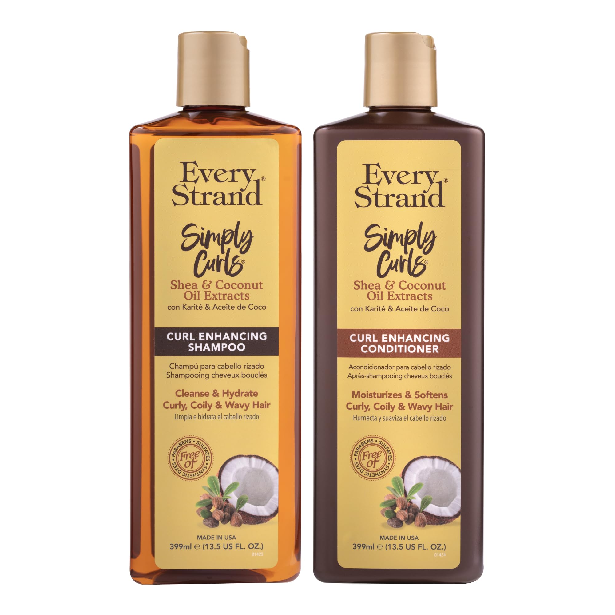 Every Strand Simply Curls Shampoo and Conditioner Set 13.5 oz, Curl Enhancing Duo for Wavy, Curly, and Coily Hair, Sulfate Free, Paraben Free