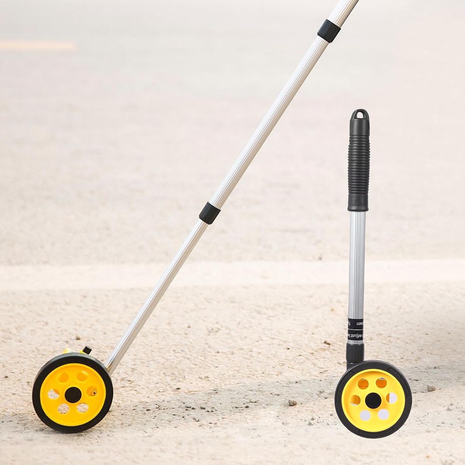 Denash Measuring Wheel, Extendable Portable Distance Measuring Tool, Adjustable Length Rolling Metric Measuring Wheel for Construction, Relief