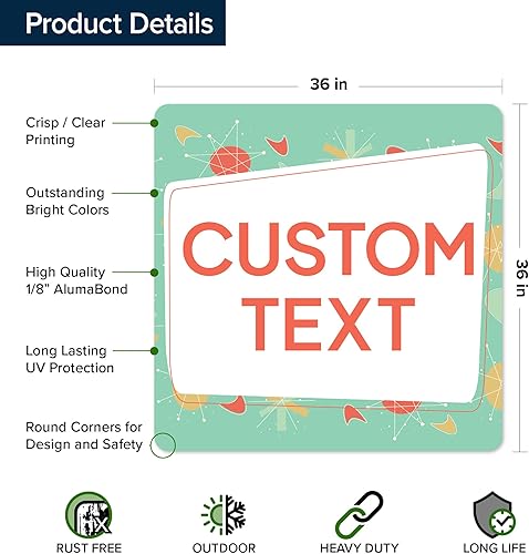 Miniatura 409 de My Sign Center - Letrero personalizado, 11 colores de fuente, 13 estilos de fuente, 4 opciones de agujero, 22 tamaños, 8 x 32 pulgadas, sin óxido,