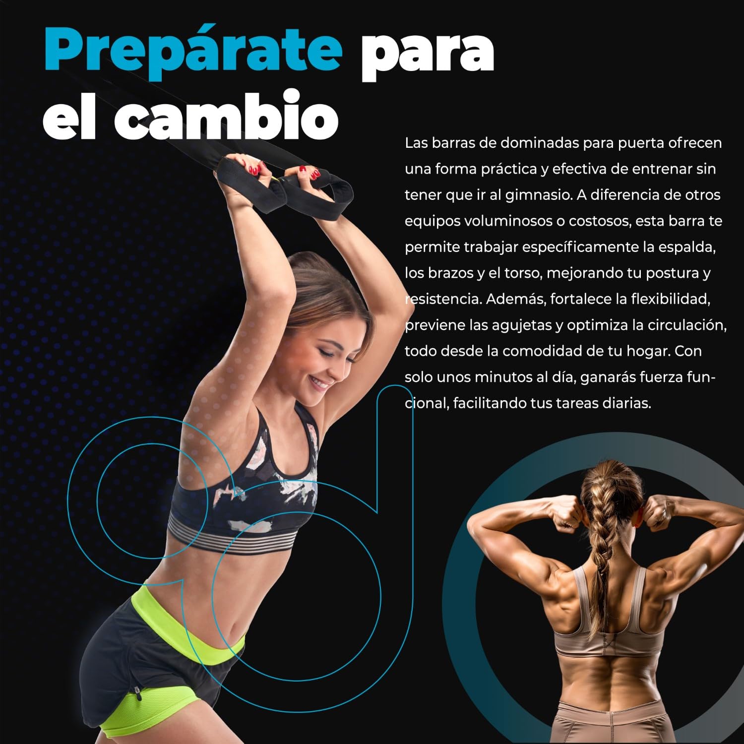 OcioDual Barra de Dominadas Puerta con Estación Dip y Correas de | Entrenamiento en Suspensión, Pull Up Bar Door, Dips, Ejercicio en Casa, Barra Dominadas Puerta Plegable