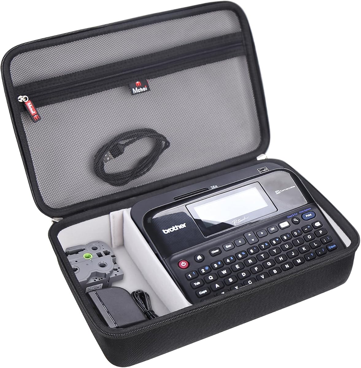 Mchoi Estuche rígido portátil para rotuladora conectada Brother P-Touch PTD600 /D610BT, solo estuche (negro y gris)