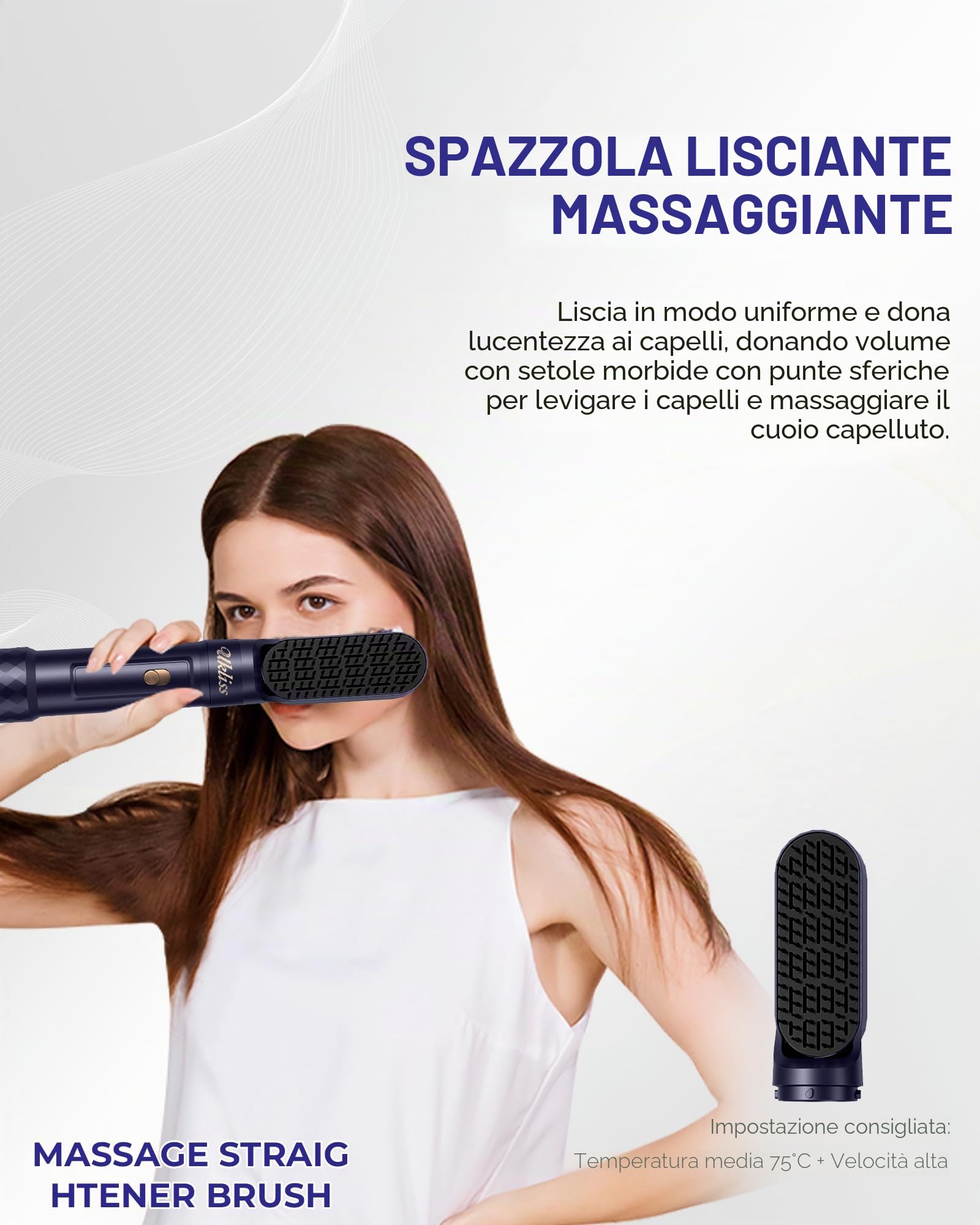 UKLISS 6 in 1 Airstyler, Spazzola Asciugacapelli & Hairstyler Set con Arricciacapelli Automatico, Phon per Capelli, Thermal Brush, Spazzola Lisciante per Capelli, Regali per Donne Styling - Blu