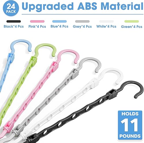 Miniatura 3 de Paquete de 24 perchas mágicas y resistentes para ahorrar espacio, organizadores de armario y almacenamiento de plástico inteligente para armario,