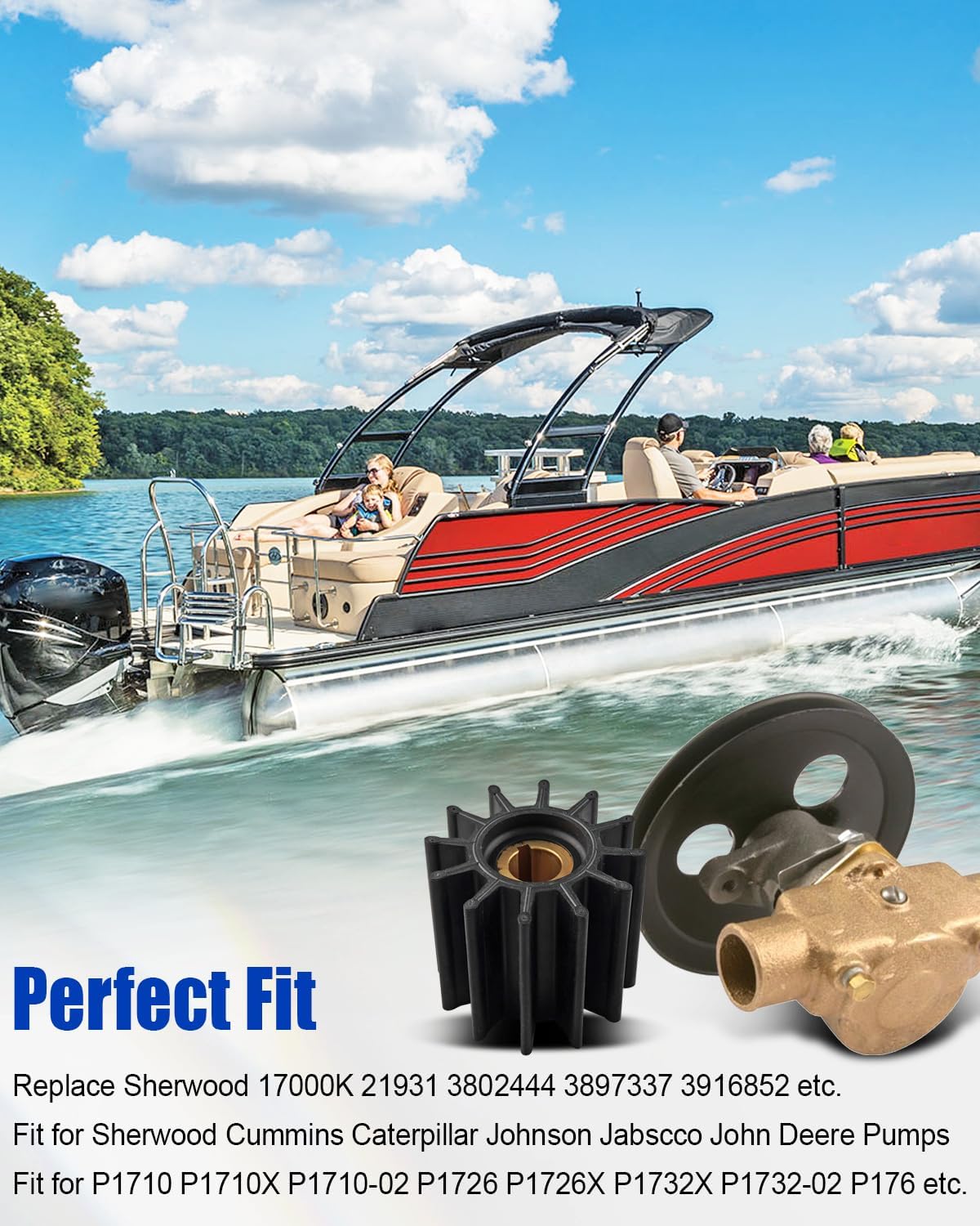 Water Pump Impeller Fit for Sherwood Johnson Jabsco Cummins Replace 17000K
