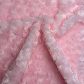 Rose Faux Fur Fabric Rosebud Plush Soft Minky Fabric for DIY Craft Costumes Pillows Dolls 19.6x19.6 Inch Pink