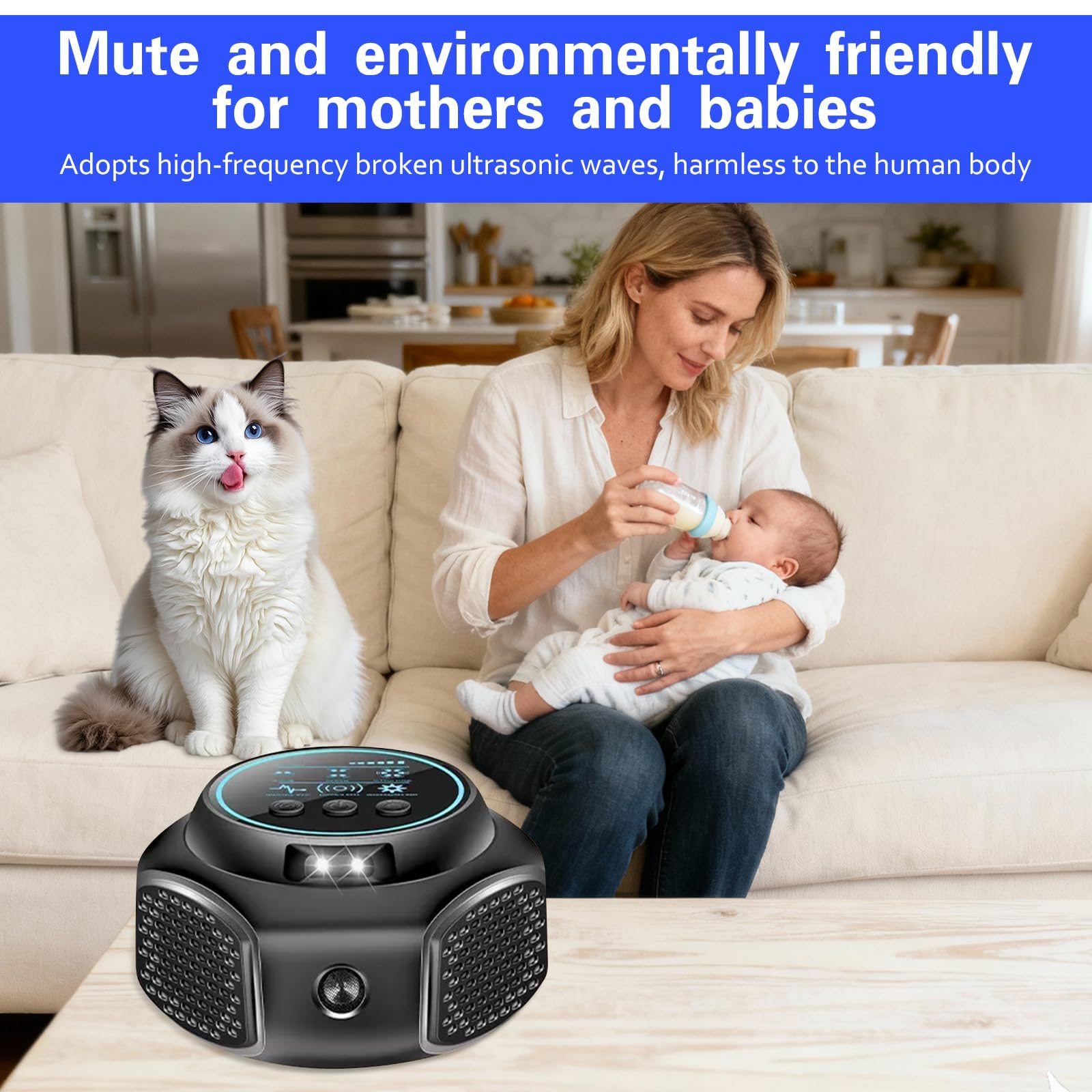 Ultrason Souris et Rats, Ultrasons Anti Rongeurs avec Éclairage LED pour Usage Domestique, Répulsif Rongeur pour Repousser Les Rats, Les Fourmis et Les Insectes