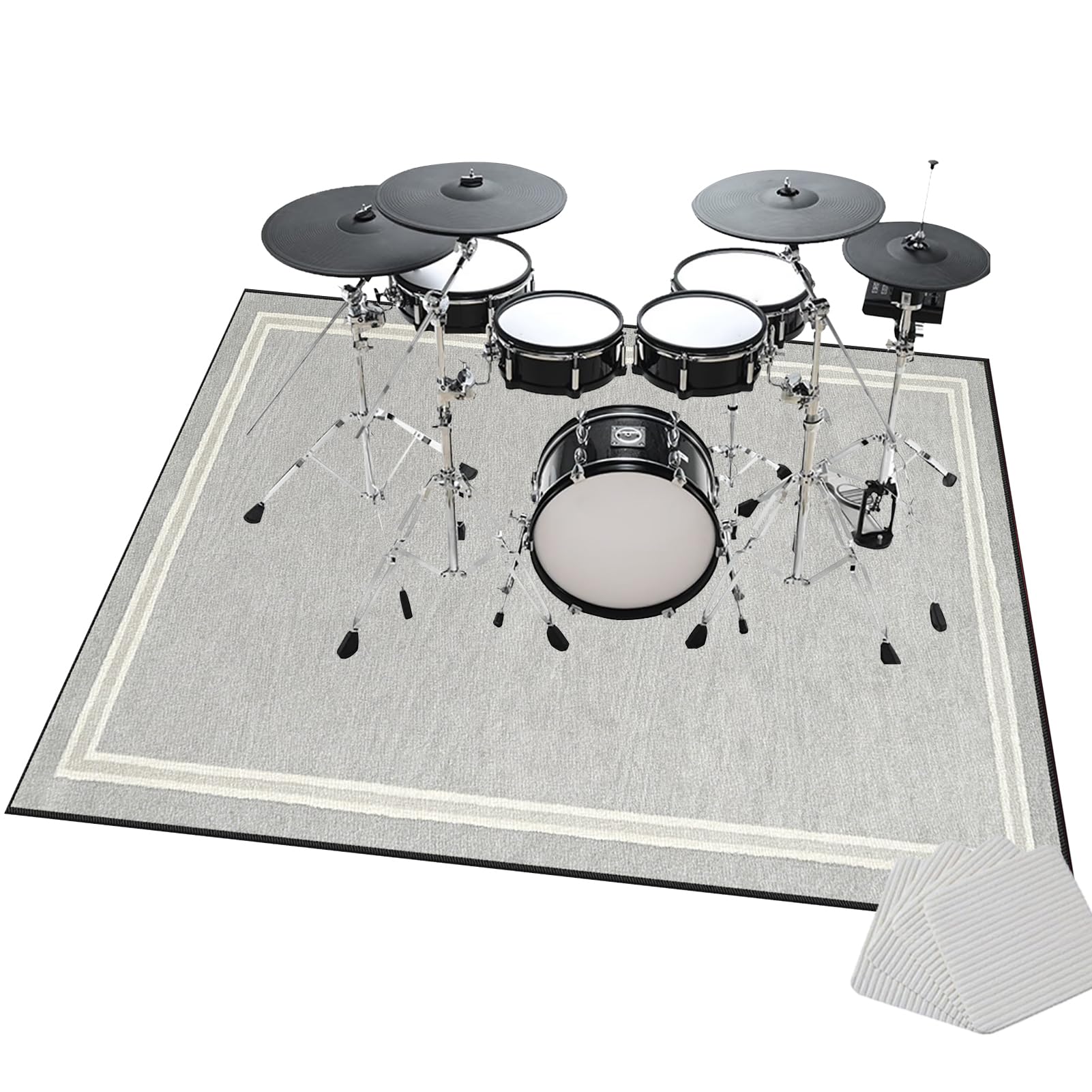 Drum Teppich, Schlagzeugteppich, Elektrisches Schlagzeug Teppich, 160 x 100 cm Grau Trommelteppich für Studio, Wohnung, Professionelles Schallschutz Trommelmatte, Music Carpet Innen und Außen