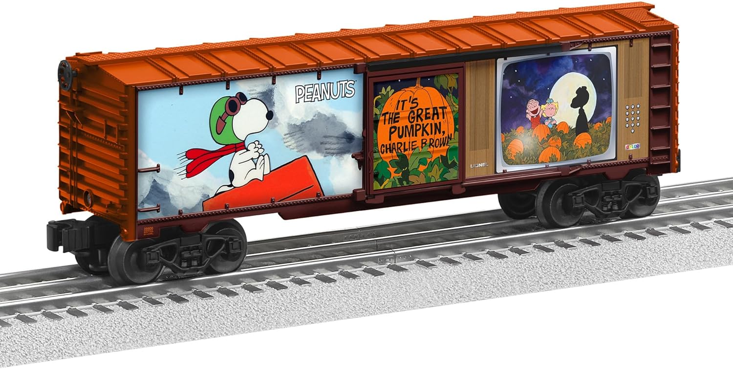 Lionel Peanuts “It’s The Great Pumpkin Charlie Brown” Illuminated TV O Gauge Model Train Boxcar