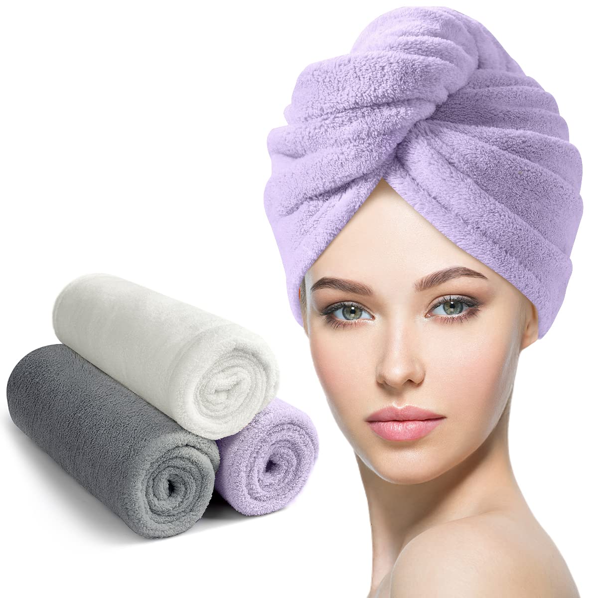 YFONG マイクロファイバー ヘアタオル ラップ 女性用