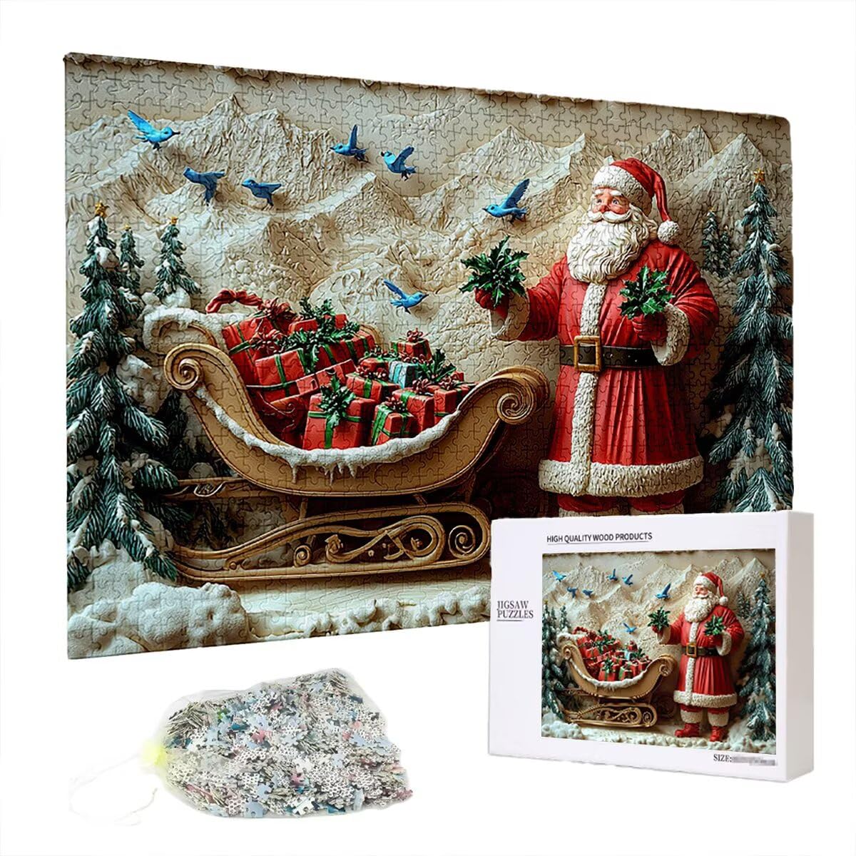 Puzzle 4000 sztuk Boże Narodzenie dla dorosłych, drewniane puzzle dla dorosłych, trudne drewniane łamigłówki, rodzinne gry edukacyjne, łamigłówki z pudełkiem na prezenty dekoracje do domu, prezent dla