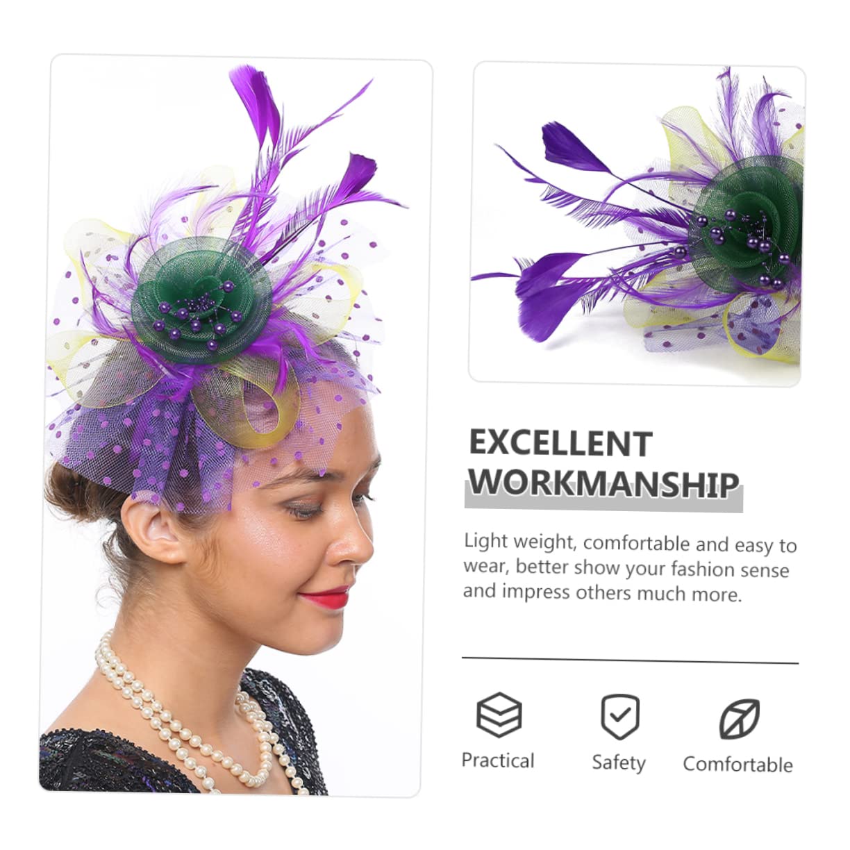 ifundom 3pezzi Fascinator Sposa Elegante Con Decorazioni Floreali e Rete Cappello Per Cerimonie e Tea Party Accessorio Versatile Con Fermagli e Cerchietto Vivaci e Leggero Per Matrimonio e