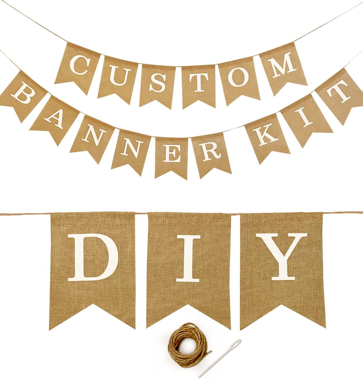 Amosfun Burlap Santa Hat Christmas Banner - Swallowtail Flag Garland For Holiday Party Decor