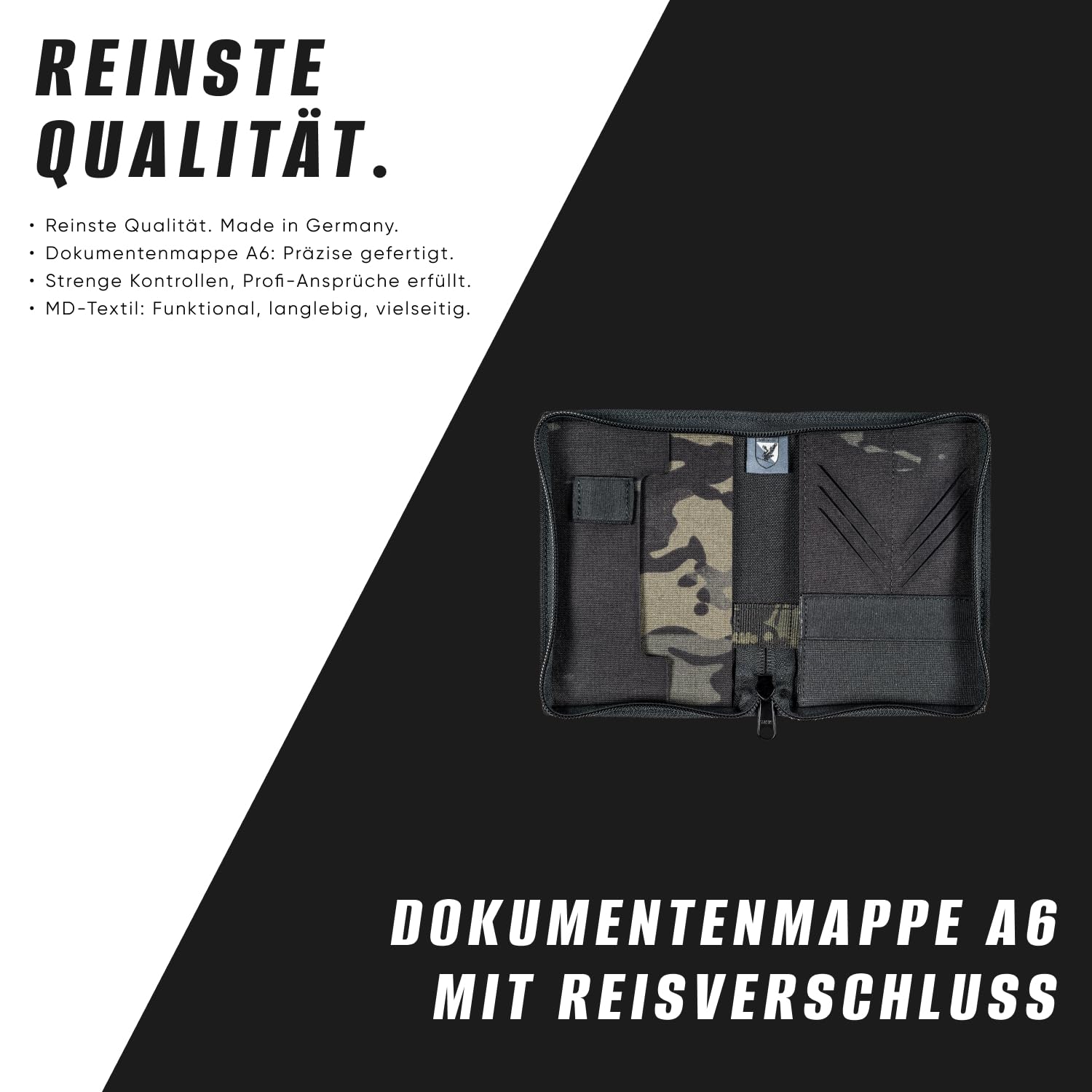 Dokumentenmappe A6 mit Reißverschluss (Coyote Brown)