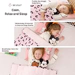 BUZIO Weighted Blanket 7lbs Pink Leopard, Minky Cotton Heavy Blanket with Cute Cartoon Pattern, Breathable Fuzzy Throw Blanket for Sleeping, Perfect for 40-60lb Girls, 41x60 inches