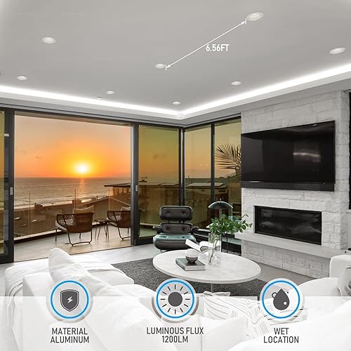 Miniatura 6 de TORCHSTAR Paquete de 8 5CCT de 6 pulgadas LED integrados sin lata LED empotrados con caja de conexión, deflector profundo antirreflejo, luz