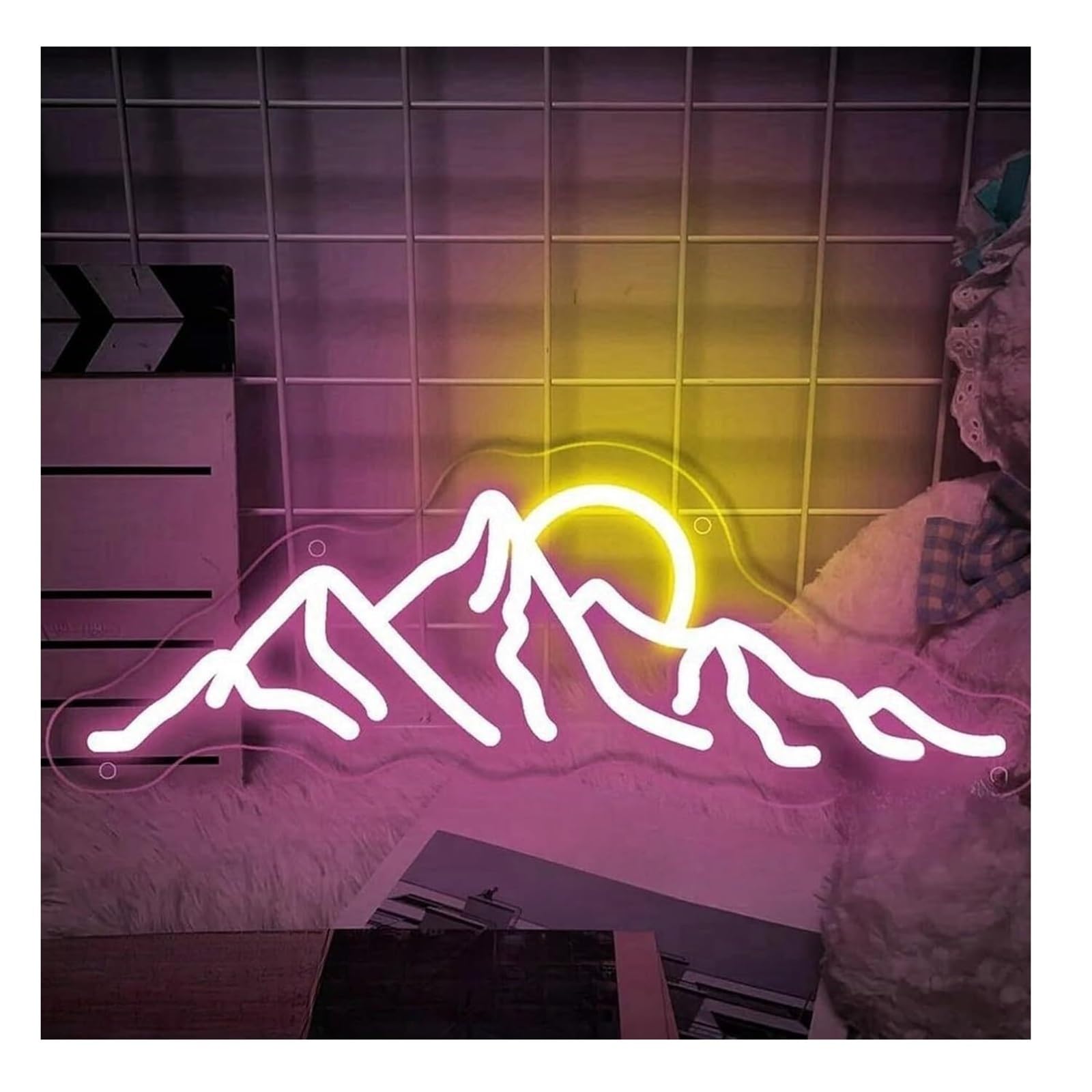 Zynther Neon lamp for neon Sign Dimmable Lights for Home Decoration, Mountain and Sun(Une)