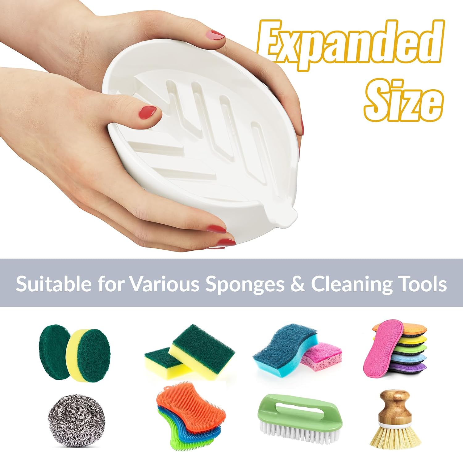 NiHome Ceramic Sponge Holder for Kitchen Sink, Fits Scrub Daddy Mommy