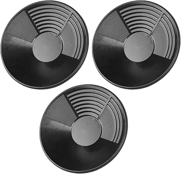 Gold Pan, Pack of 3 Gold Panning, Panning Dishes Panning Tools, Portable Sand Sieving Basin, Pattern Design Gold Mining Tools Turbulous Excavation River Rock Mountain Outdoor Exploration