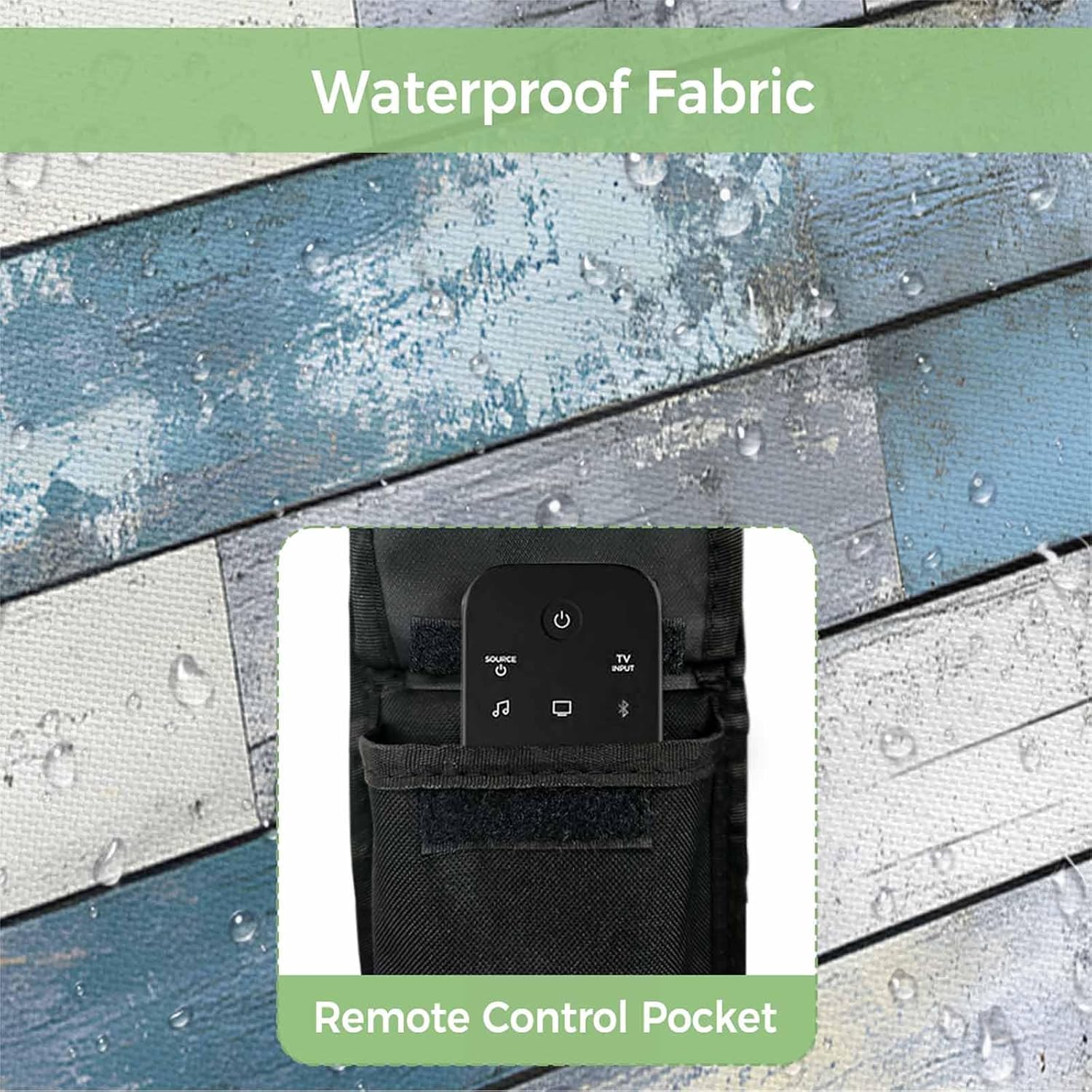 Outdoor TV Cover 85 Inch Blue Wood Grain TV Enclosure Rustic Retro Wooden TV Covers for Outside TV Display Screen Protector with Remote Control Pocket Home Decor
