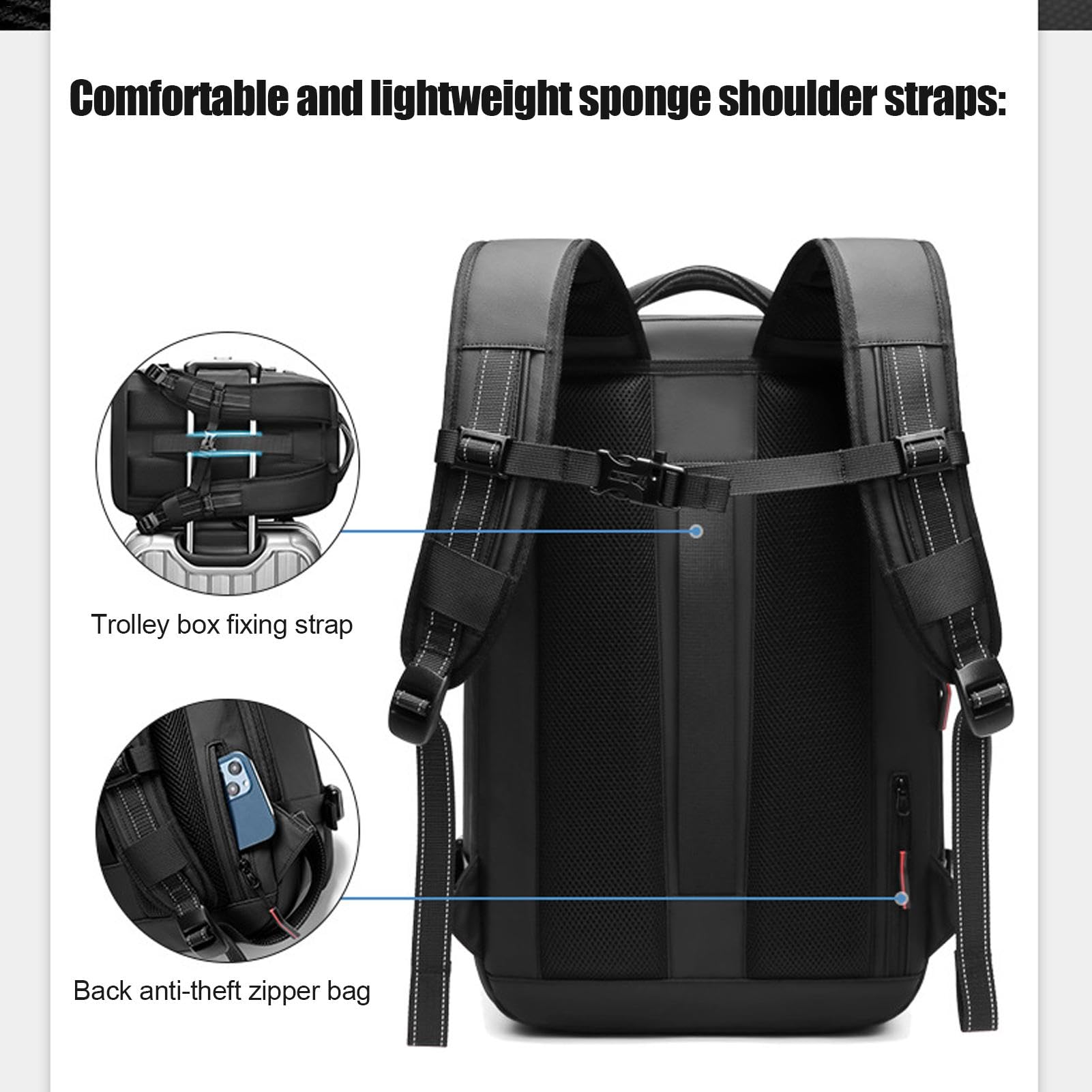 Generisch Mochila de vacío de aire, mochila de viaje al vacío - 60L expandible Airpack con compartimento para ordenador | Embalaje al vacío de tela Oxford, impermeable, separación en seco para