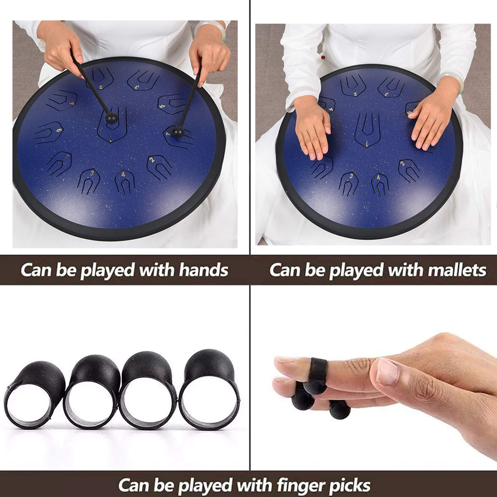 Tambor De La Lengua De Acero De 18 Pulgadas, Instrumento De Percusión De 22 Tonos, Kit De Instrumentos De Percusión De Acero, Regalo Para Principiantes Y Amantes Del Yoga, Zen, Meditación