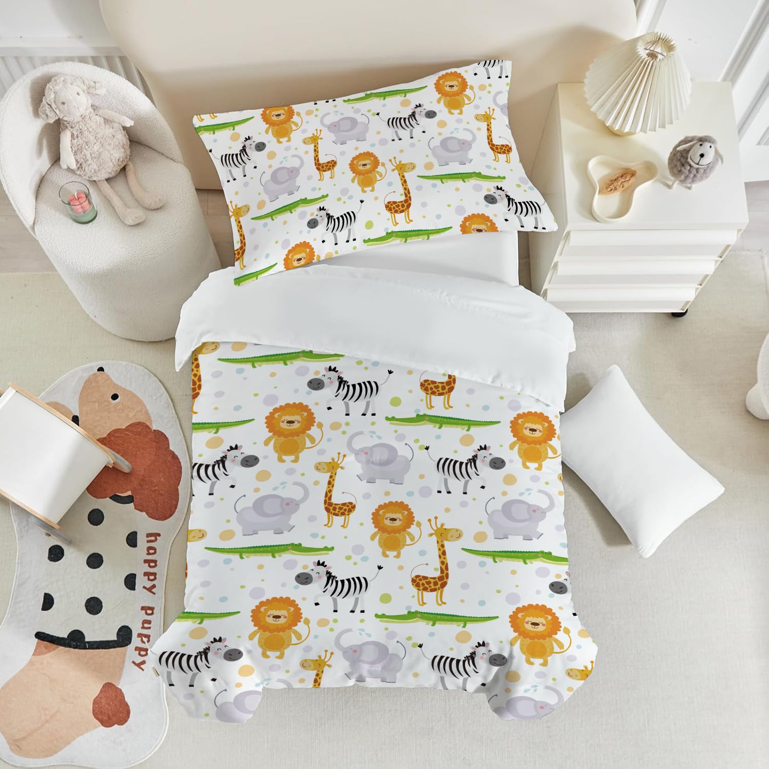 DJDEA Single Duvet Cover Set Wild Animal Pattern Print 135×200 cm