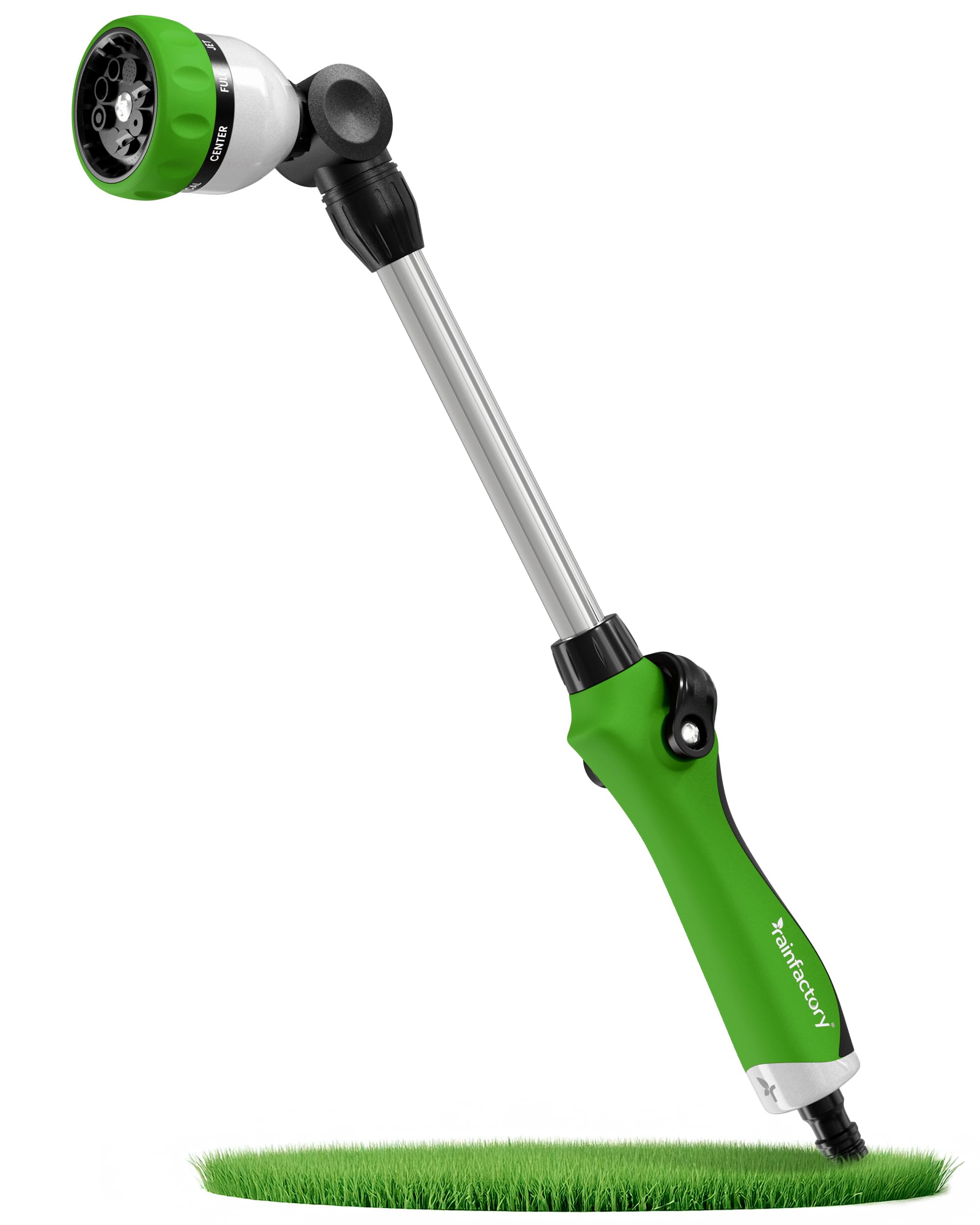 rainfactory pistola manguera jardín 40 cm - lanza de riego con 8 modos de pulverización - boquilla manguera 180° giratoria con control de pulgar, mango ergonómico y antideslizante