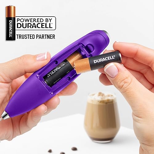 Vista 757 de Zulay Kitchen - Espumador de leche de mano con pilas AA Duracell: batidora de bebidas resistente para café, latte, capuchino y más, color aurora