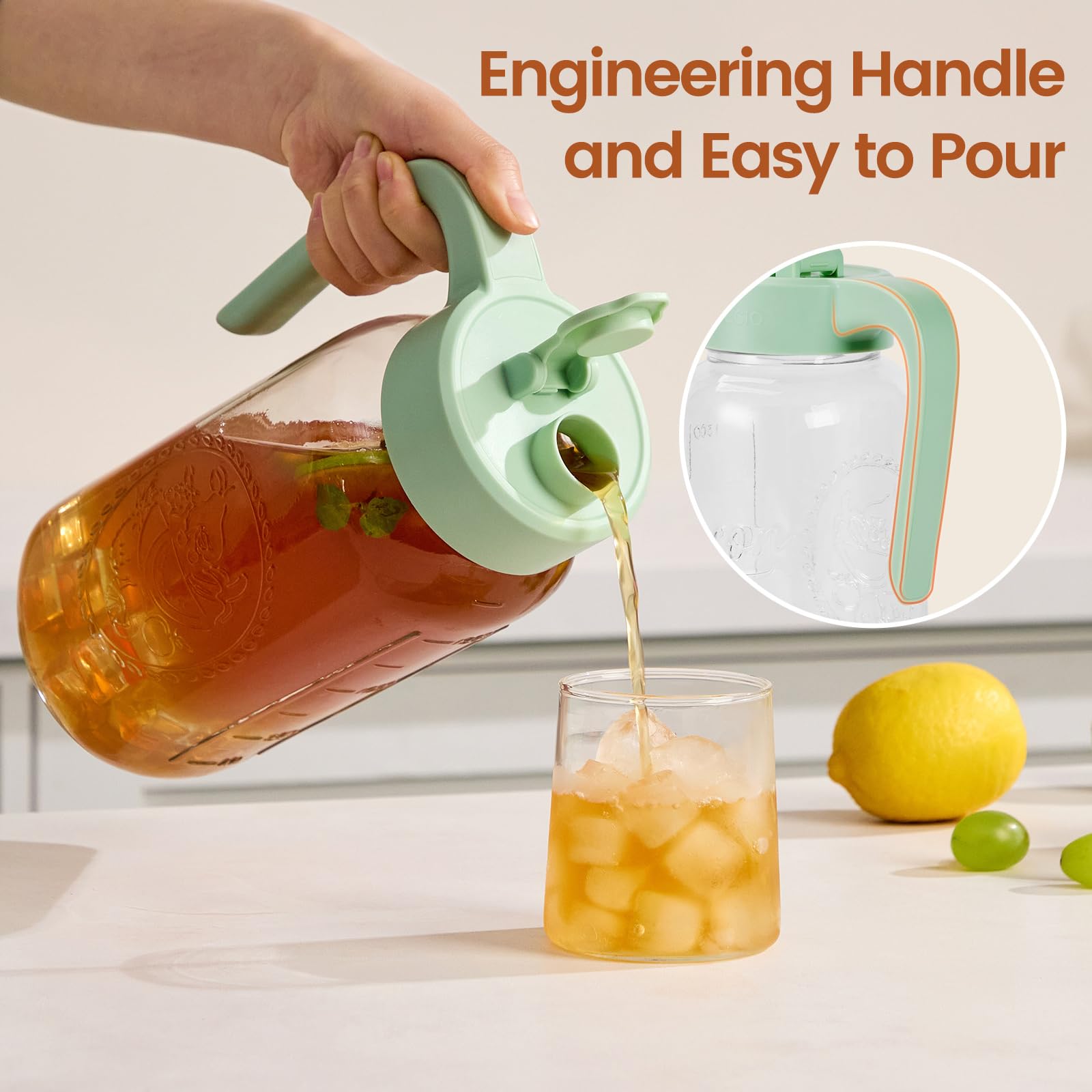 Mason Jar Pitcher with Tea Filter - 64oz Sun Tea Jar -2 Mason Jar Pitcher with Tea Filter - 64oz Sun Tea Jar -2