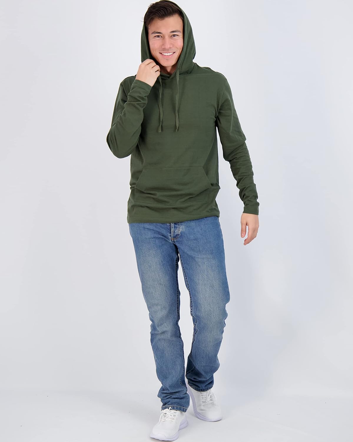 Miniatura 4 de Real Essentials Paquete de 3 sudadera con capucha de algodón ligero y casual con cordón y bolsillo para hombre