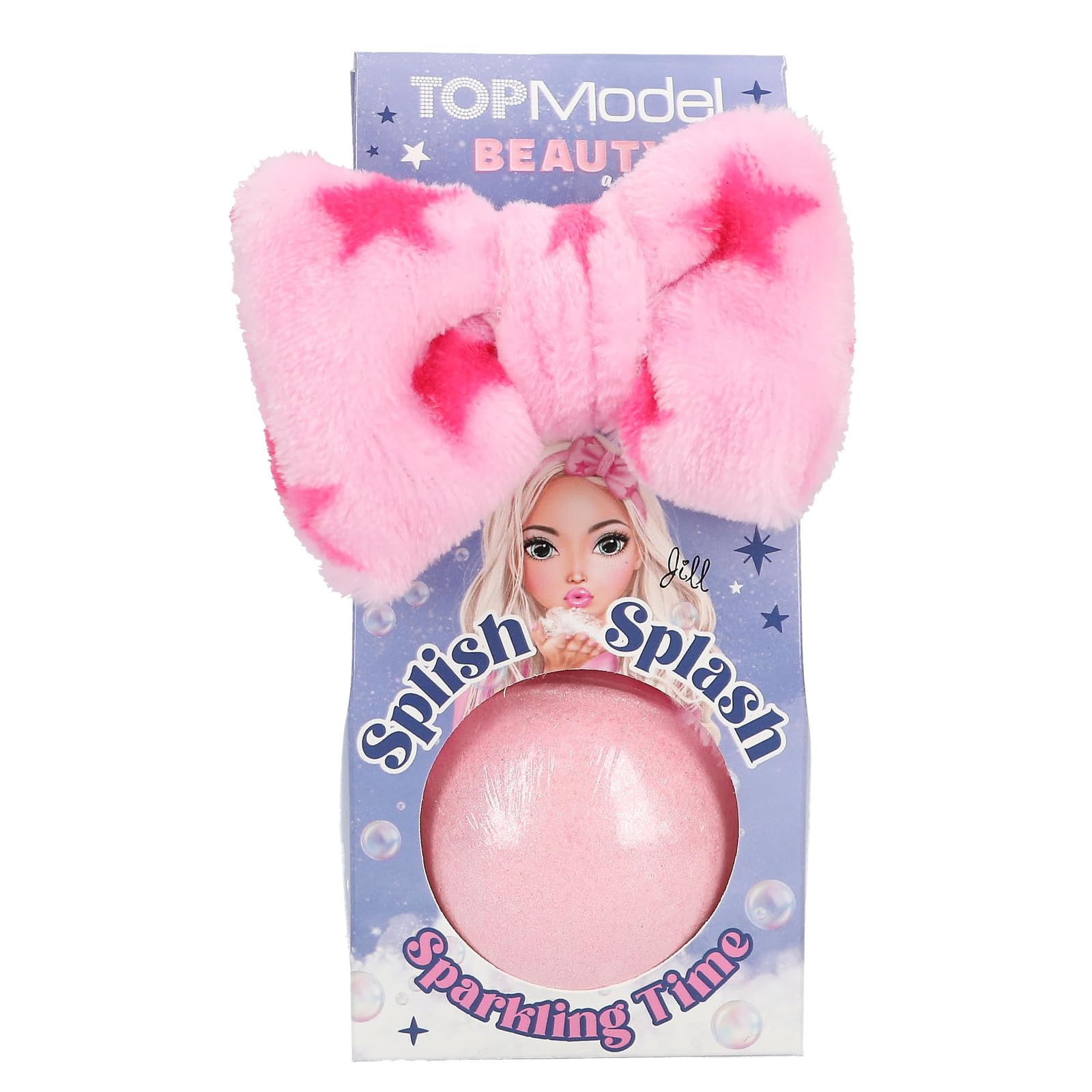 Depesche TOPModel Beauty and Me 13830 Bath Ball and Hairband in Pink and Pink, Plush Band, Bath Additive with Shimmer Effect