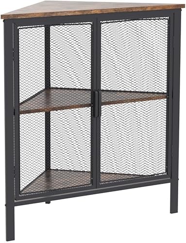 Miniatura 5 de VECELO Gabinete EsquineroMesa, Estantes de 3 Niveles con Puerta de Protección, Organizador de Estante de Almacenamiento con Marco de Metal para