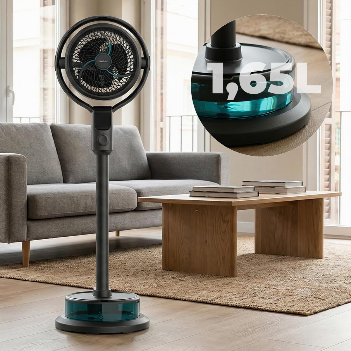 Cecotec Ventilatore Nebulizzatore a Piantana EnergySilence 390 Freshessence Ace. 50W, 1,65L, Telecomando, 8 Velocità, Oscillazione Automatica, Display Touch LED, Timer, Sollievo Immediato