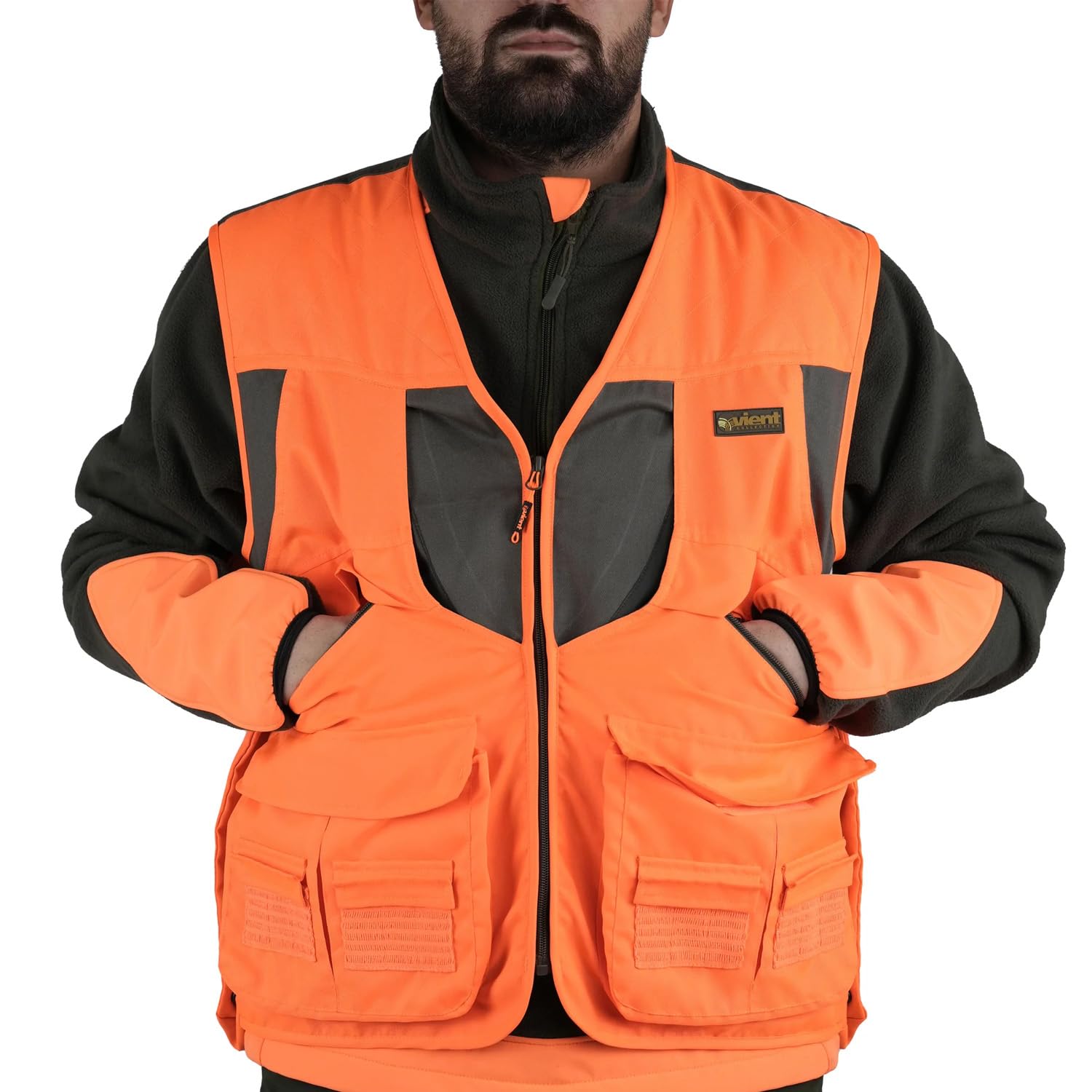 Gilet sans manches orange sanglier haute visibilita imperméable homme chasse chasseur