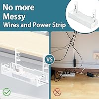 Vista 6 de Bandeja de gestión de cables bajo el escritorio, bandeja de cables de malla para escritorio sin taladro, bandeja de gestión de cables, estante