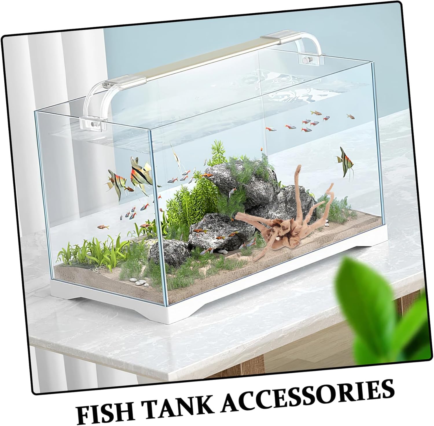 TEHAUX 3pcs Natural Driftwood Aquarium Decor Sturdy Wood Branches for Freshwater Fish Tank Landscaping Safe Reptile Hiding and Play Environment Assorted