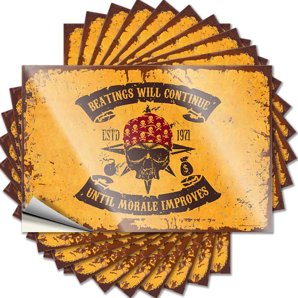 Upgrades Bottle Sticker - Beatings Will Continue Until Morale Improves Badass Durable Sticker Easy Apply for Motorcycle Decor(12X18CM)