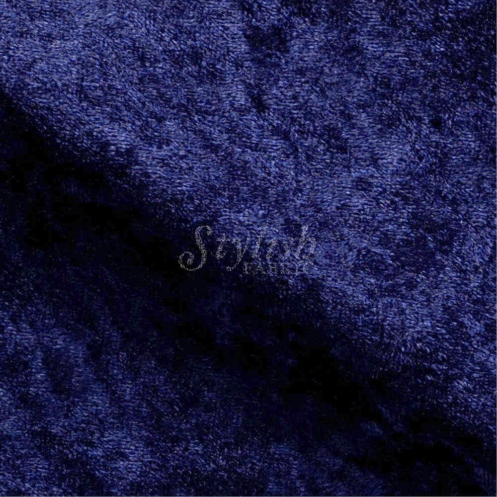 Crushed Panne Velour Fabric Navy by The Yard or Wholesale - 1 Yard