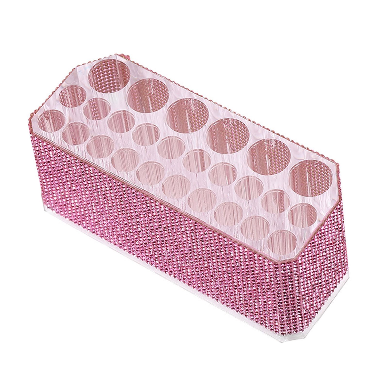 yanwuwa Rhinestones Acrylic Pen Cup 26 Hole Cosmetic Tool Organiser Space Saving Makeup Brush Stand for Eyebrow Pencil Eyeliners Rhinestones Desk Organiser