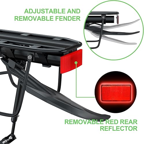 Miniatura 4 de Portabicicletas con guardabarros y red de carga elástica y logotipo reflectante, estantes traseros de bicicleta de carretera de montaña de