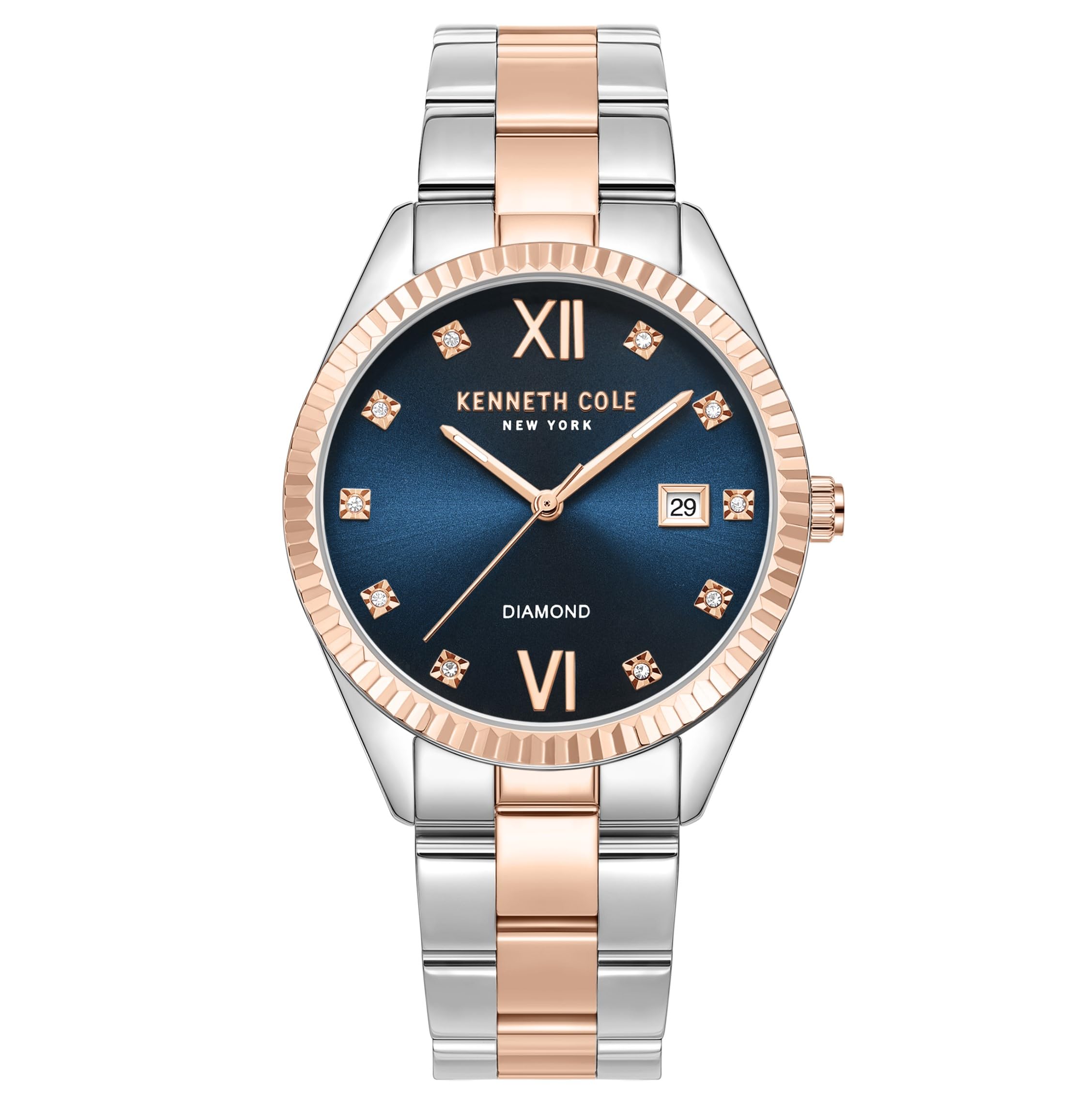 Kenneth Cole New York Women's 36mm Blue Dial Two-tone Stainless Steel Bracelet Analog Watch