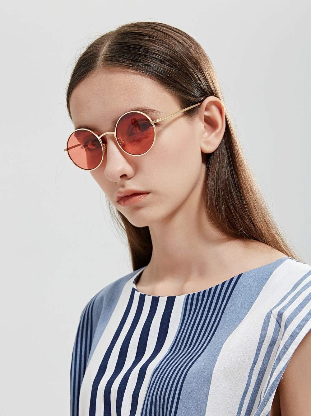 SORVNIO Round Retro Sunglasses Men Women Vintage Small Circle Red Black Hippie Style Sun Glasses - Image 8