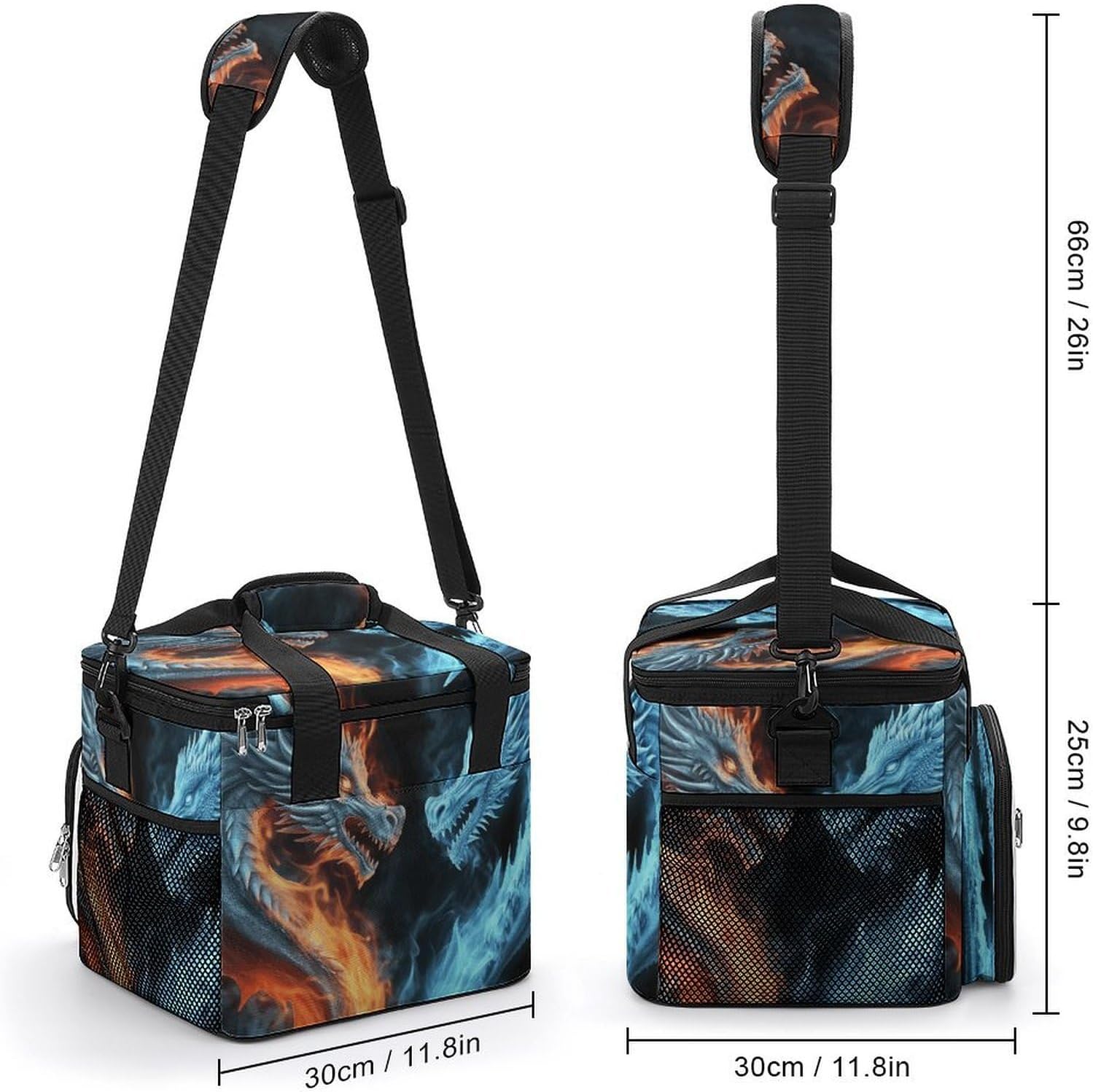 Ice and Fire Dragons Cooler Bags Portable Soft Cooler Bag Lightweight Ice Chest Insulated Lunch Bags Camping Cooler Bag Cooler Lunch Tote Coolers for Picnic Travel Beach