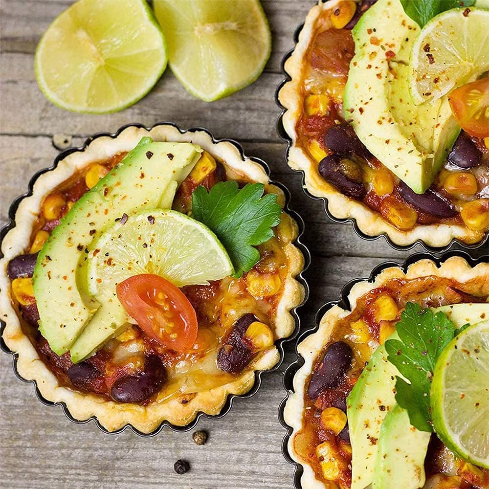 4 Pezzi Stampo Crostate, Antiaderente Teglia Crostata, Teglia Crostata, Teglia per Quiche Tartellette, Crostate al Cioccolato, Torte, Prodotti da Forno in Cucina Casalinga (12 cm / 4,72 Pollici)