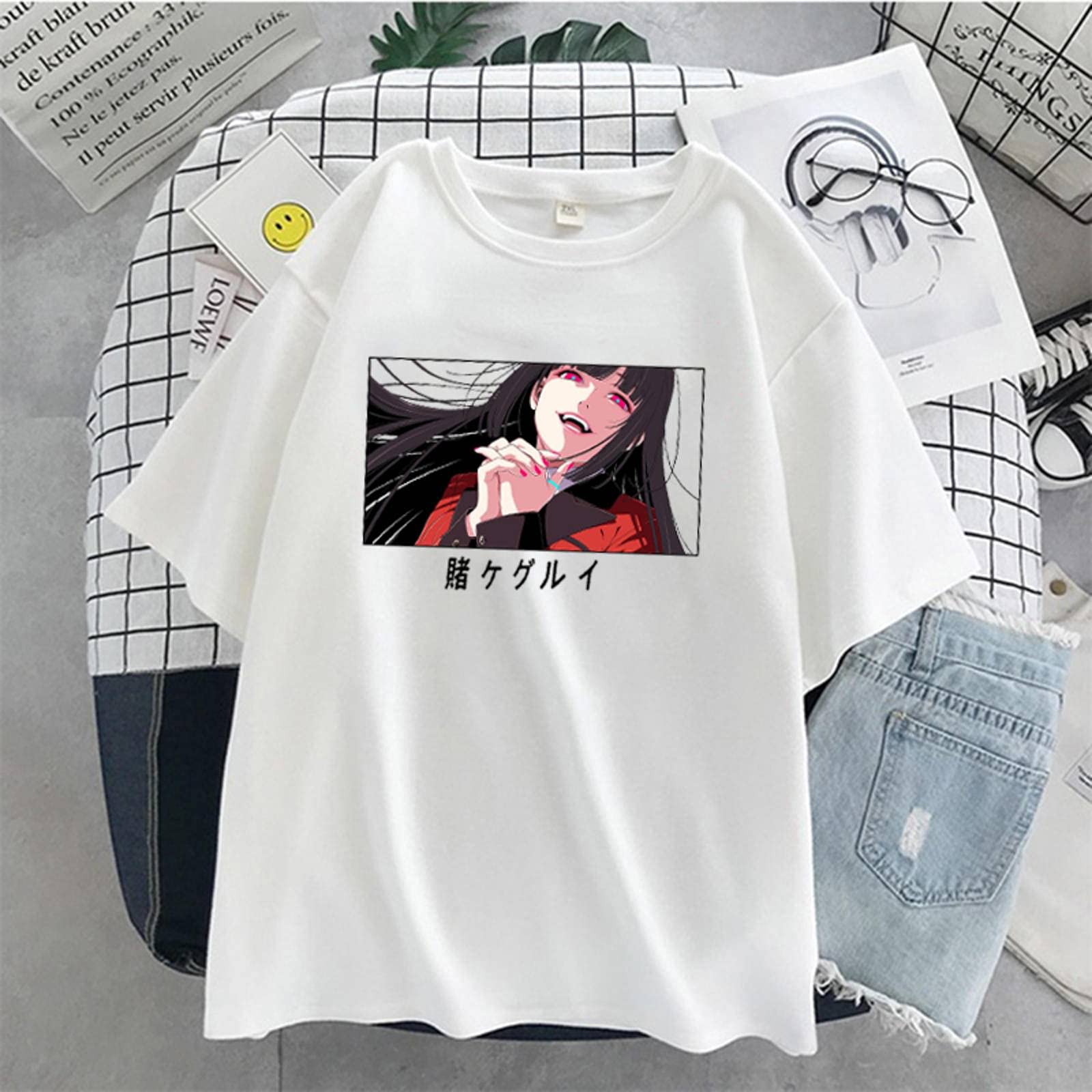 N\CMen Women T-shirt Tops Kakegurui Tshirt Yumeko Jabami Eyes T-shirt Crew Neck Fitted Soft Anime Manga Tee Shirt