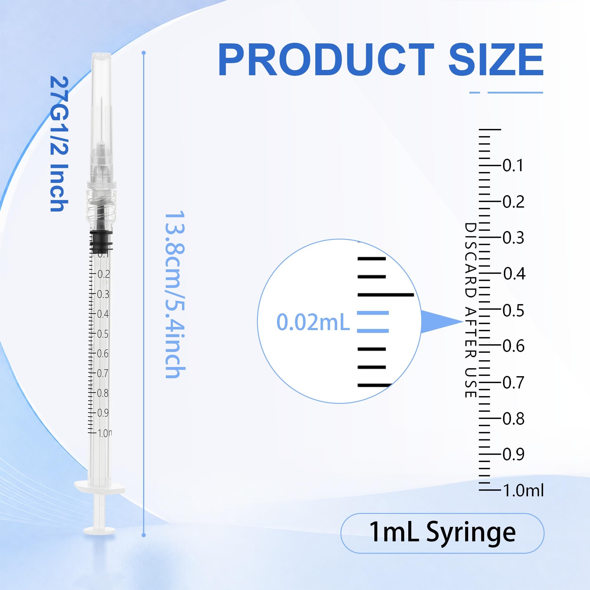 1ml Disposable Syringe with 27G-1/2 Inch(13mm) Luer Lock Syringes, 100 Pack — Amazon image 2