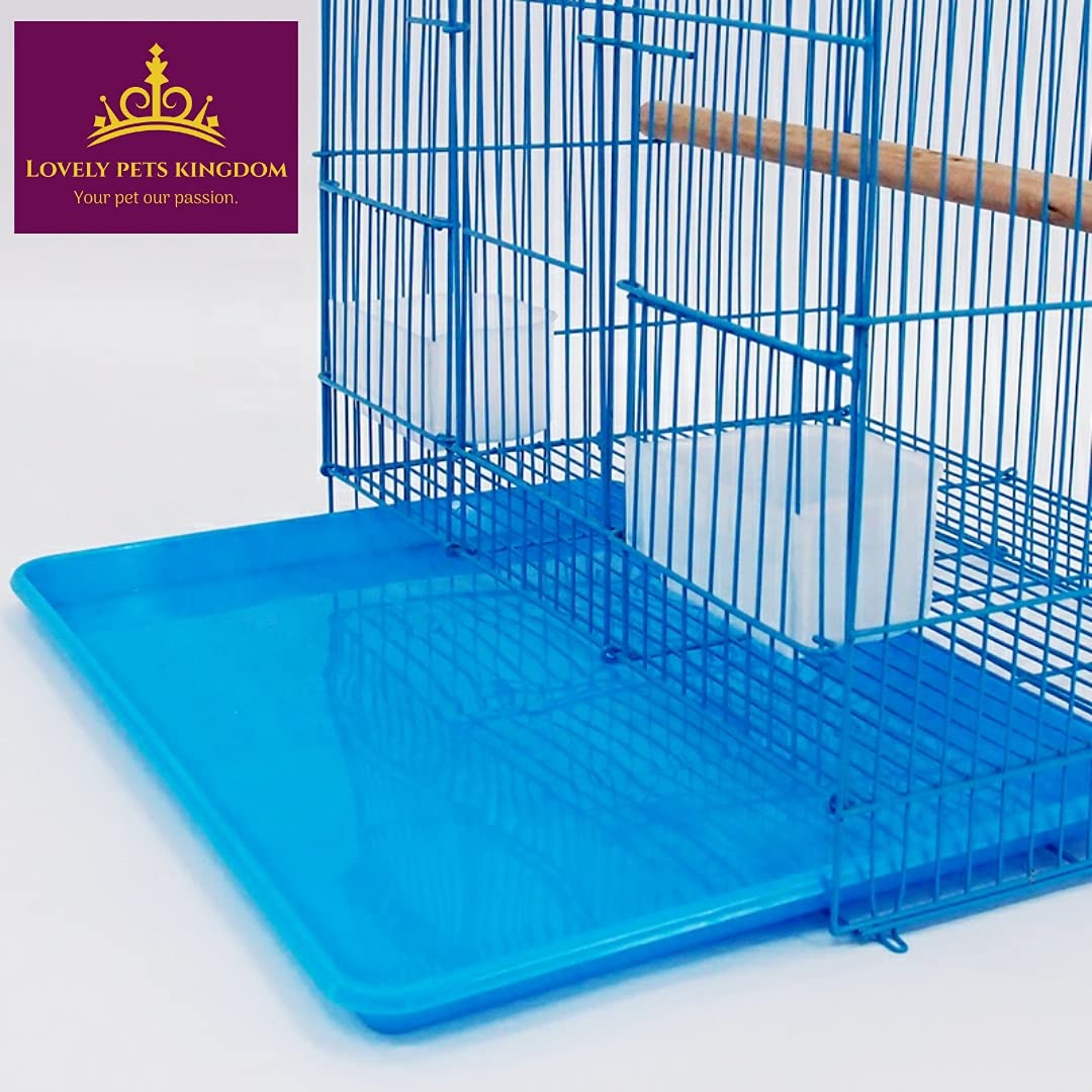 Lovely PET'S KINDOM-15 Bird cage for Budgies,Finches,Love Birds,Cocktails,Conures,Cuttlefish Bone Holder,with Cuttlefish Bone, 2 Cups, 1 Perch Stick L : 15", B : 11", H:12 " 1